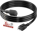 18/3 Indoor Extension Cord 6 FT, Black Extension Cord Flexible & Durable, 3 Prong Power Cable, Suitable for Home and Office, 10 Amp 1250 Watt 125VAC 18AWG, ETL Listed
