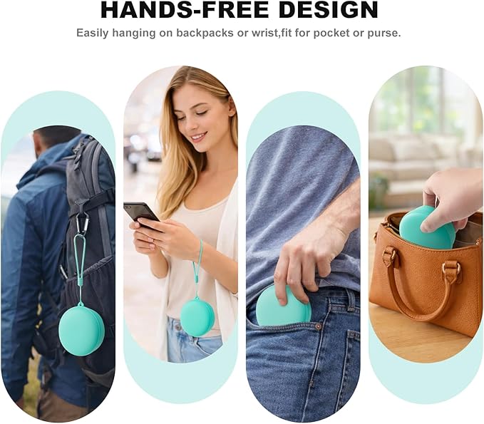 Collapsible Travel Cup, BPA-Free Reusable Water Cup, Lightweight Drinking Cups with Lids and Carrying Strap, Dishwasher Safe Silicone Cups for Camping, Travel, Airports, Hotel (Turquoise)