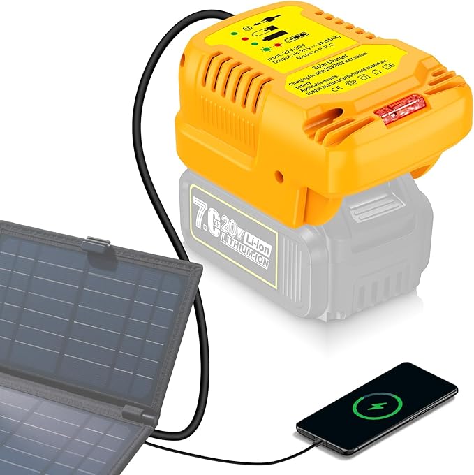 Solar Charger Adapter for Dewalt 20V/60V Battery,Portable,Outdoor Work,Camping