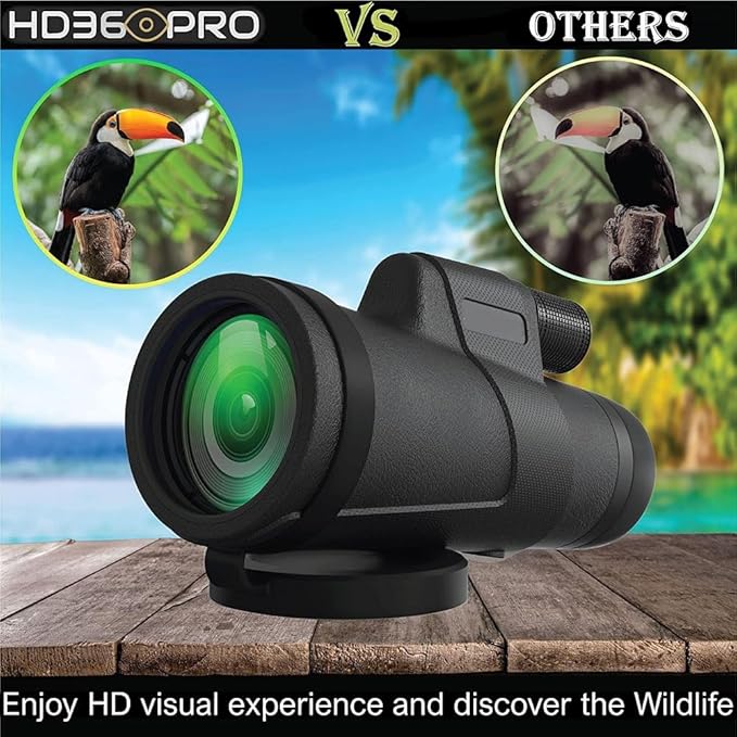Monocular Telescope 12x50 High Powered for Adults, Waterproof Fogproof with Smartphone Adapter & Tripod, BAK4 Prism FMC Lens for Bird Watching Hunting Concerts Stargazing, Gift for Family