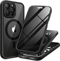 TIESZEN for iPhone 15 Pro Case, Compatible with MagSafe, Built-in Privacy Screen Protector and Camera Protection, Anti Spy Full Body Dustproof Shockproof Hard Phone Case 6.1", Black