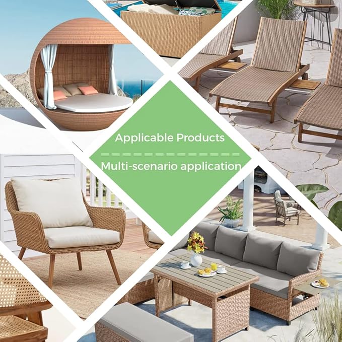 520 Ft Wicker Repair Kit, Plastic Wicker Replacement Material, Faux Rattan Supplies for Patio Furniture Sofa Chair Repair (Light Wood Grain)