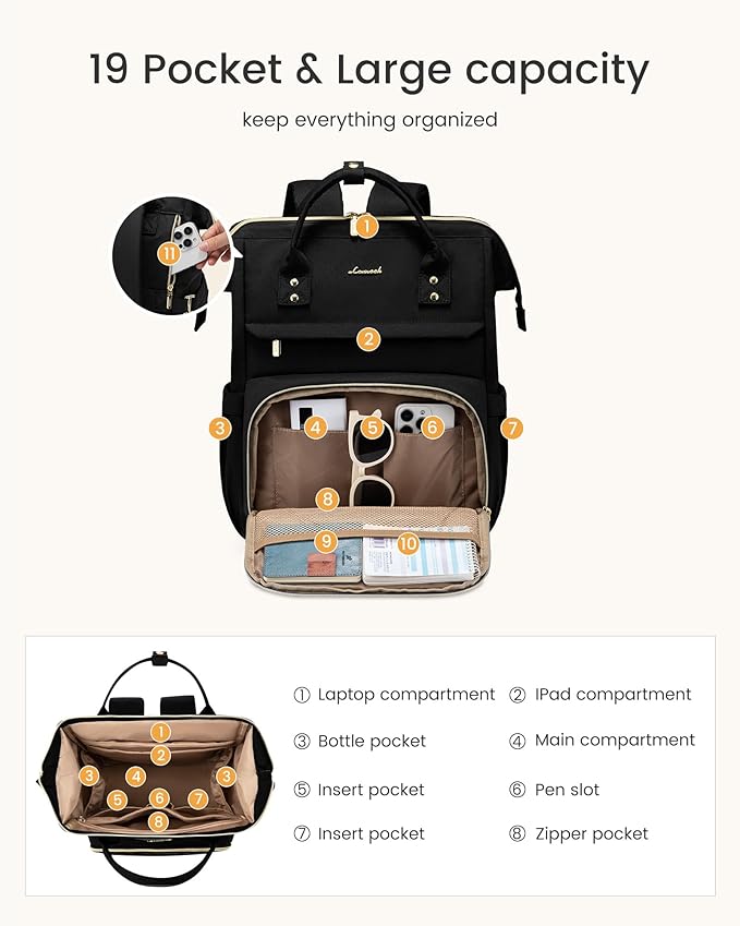 LOVEVOOK Laptop Backpack for Women with Giant Tumbler Holder Pocket,17 inch Waterproof Travel Backpack Purse Computer Laptop Bag,Professional Work College Nurse Teacher Backpack Daypack,Dark Blue