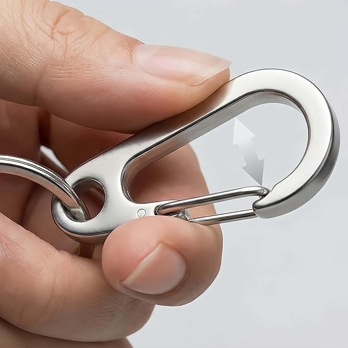 Stainless Steel Carabiner Keychain, Quick Release Heavy Duty Key Clip for Purse, Car, Motorcycle, Key Chain Rings Kit