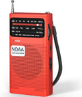 Goodes NOAA Weather Radio, AM FM NOAA Emergency Radio Portable with Best Reception, Headphone Jack, Powered by 2 AA Battery, Transistor Radios Battery-Operated for Emergency, Hurricane, Home(Red)