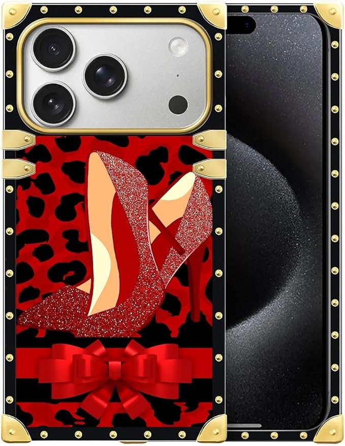 for iPhone 17 Pro Case Luxury Golden Decoration for Girl Women Soft TPU Shockproof Protective Hard PC Back for iPhone 17 Pro Crazy Pattern Elegant High Heels
