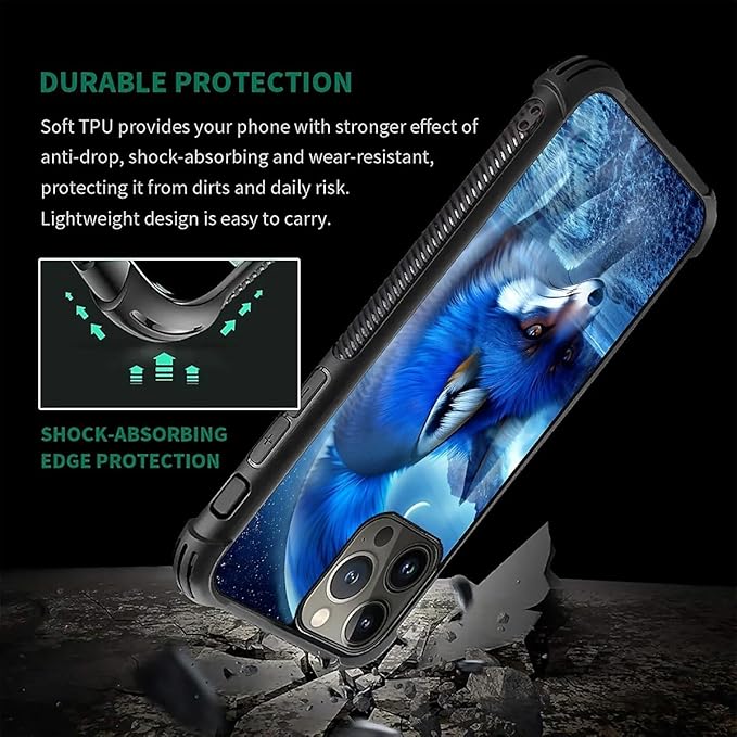 for iPhone 16 Pro Case, Snowy Mountain Fox Lake Pattern Graphic Design Girl Boy Soft Silicone Hard Acrylic Shock Protection for iPhone 16 Pro