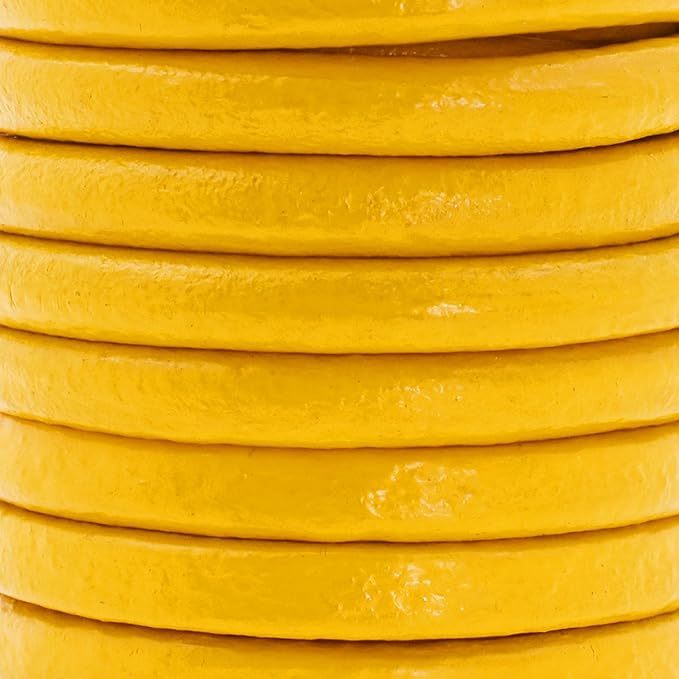 Mandala Crafts Round Genuine Mustard Yellow Leather Cord for Jewelry Making – 6mm Cowhide Leather Rope String Lace for Kumihimo – 4.4 Yards Cowhide Craft Cording Spool