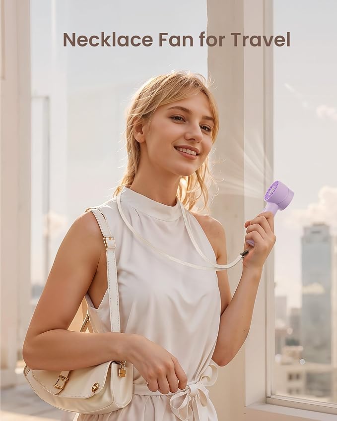Portable Mini Handheld Turbo Fan, 4 Speed High Velocity Personal Cooling Device [Max 16H], Rechargeable Purse Travel Essential for Vacation/Beach/Trip - Purple