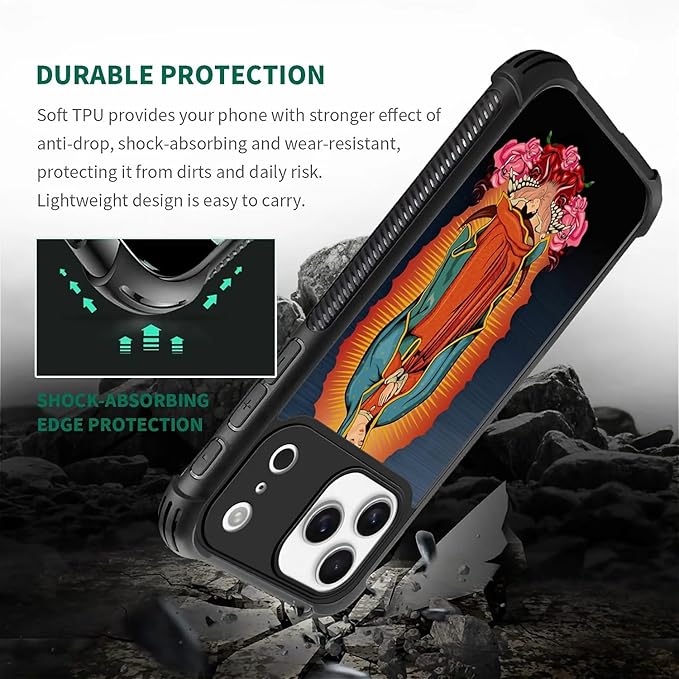 for iPhone 17 Pro Max Case,for MagSafe Graphic Design for Girl Boy Soft Silicone Hard Acrylic Shock Protection Designed for iPhone 17 Pro Max Red Virgen Guadalupe Pattern