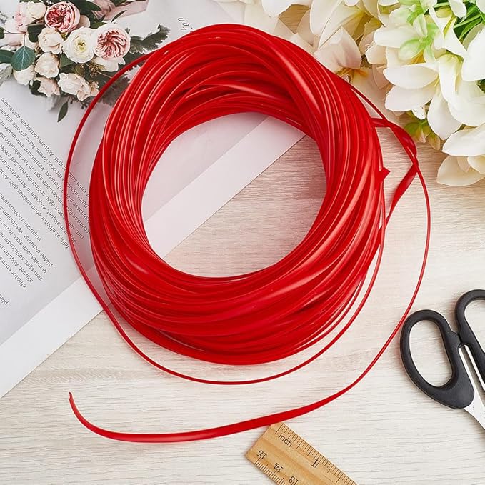 GORGECRAFT 30m*5mm Rattan Weaving Wicker Outdoor Red Synthetic Rattan Roll Wicker Repair Kit Flat Cord Webbing Basket Weave Patio Chair Sofas Repair Supplies for Lawn Furniture Garden