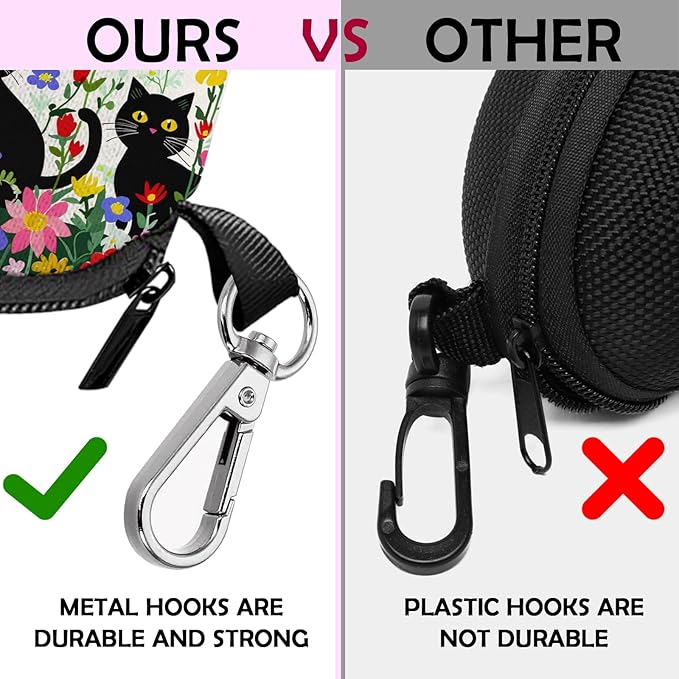 Glasses Case Sunglasses Eyeglass Soft Case Zipper Light Neoprene Pouch with Metal Belt Clip Aesthetic Cute Women Men