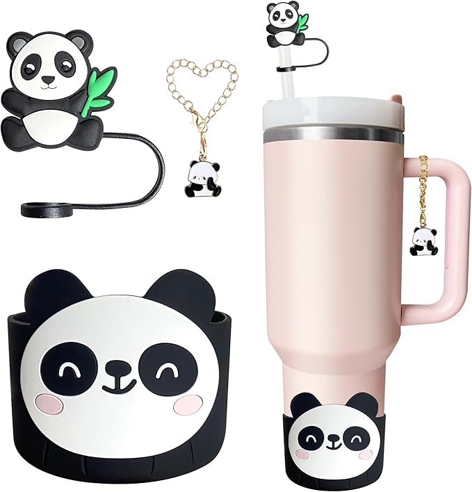 Silicone Boot for Stanley 40oz Tumbler, Panda Straw Cover Bottom Protector Suitable Stanley,Hydro Flask,Simple Moderm,Owala,Yeti