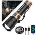SKYFIRE LED Flashlights High Lumens with Ignition Lens,3000lm Super Bright Rechargeable Flashlight,Zoomable,4 Modes,Waterproof Tactical Flash Light for Camping Essentials,Outdoor and Home,Gift