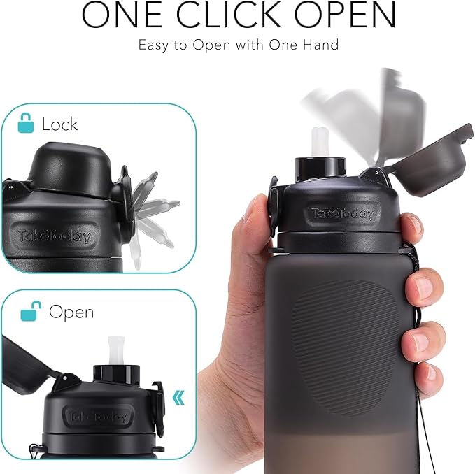 TakeToday Collapsible Water Bottles 32oz, Foldable Travel Bottle, TSA-Approved Leakproof Newly Silicone Water Bottle for Hiking, Travel, Outdoors, Blue