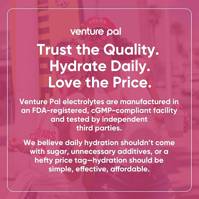 Venture Pal Sugar Free Electrolytes Powder Packets - Liquid Daily IV Hydration Packets | Instantly Hydrating & Party Recovery | 5 Vitamins & 7 Electrolytes | Certified Vegan, Keto, Non-GMO | 16 Sticks