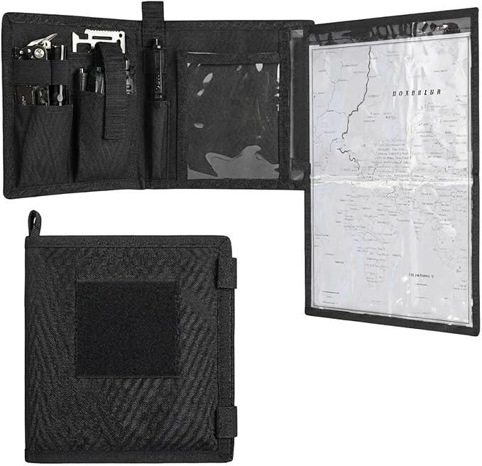 KOSIBATE Map Case, Military Map Protector, Water-Resistant Map Pouch Holder for Outdoors or Hiking