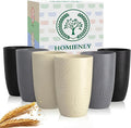Homienly Premium Wheat Straw Cups Set of 6, Reusable 16oz Water Glasses Lightweight and Unbreakable Drinking Cups,Alternative Plastic Cup Dishwasher Safe Cups for Home and Outdoor - GreyStone