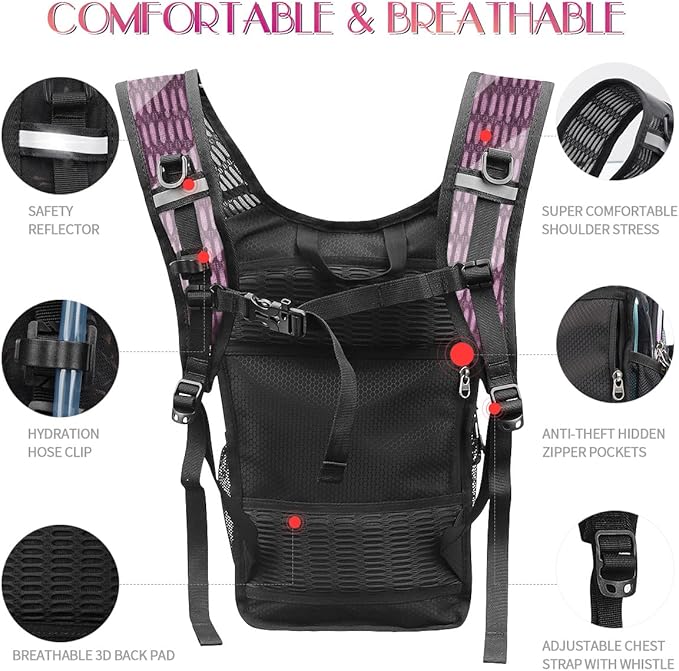Hydration Pack, Water Backpack with 3L Hydration Bladder Lightweight Insulation, Festival Essential, Rave Hydration Backpack, Hydropack Backpack for Rave, Hiking, Biking, Festival Gear