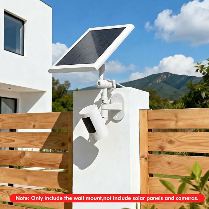 2-in-1 Wall Mount for Ring Solar Panel (2W/4W) & Stick Up Cam Battery, Ring Spotlight Cam Plus/Pro (Battery), Adjustable Angle for Optimal Outdoor Sunlight Exposure, White