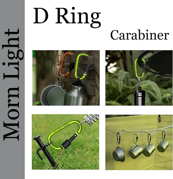 6 Pack Small Locking Carabiner, 3 Inch Aluminum D-Shape Snap Hook with Screw Gate for Hiking, Camping, Fishing&Backpack(Not for Climbing)