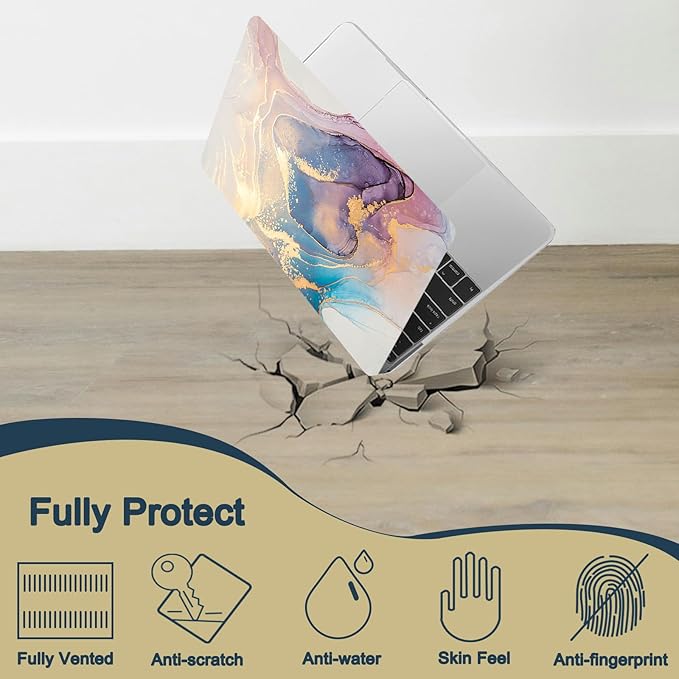 Laptop Cover for MacBook Air 11 inch Case 2015-2010 Release (Model A1465 A1370),Anti-Cracking Plastic Hard Shell Case & Keyboard Cover for Apple Mac Air 11.6",Pink Marble