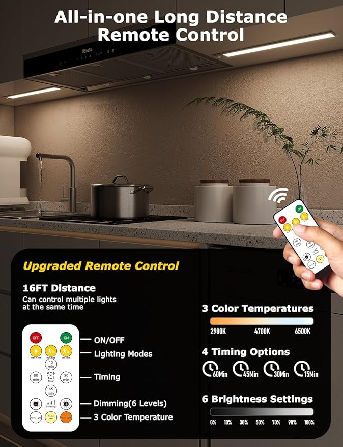 16" Ultra-Thin Under Cabinet Lighting Wireless, Aluminum Alloy Under Counter Lights for Kitchen, 3-Color-Temps Magnetic Closet Lights, Rechargeable Motion Sensor Light Indoor (2 Pack, Silver)