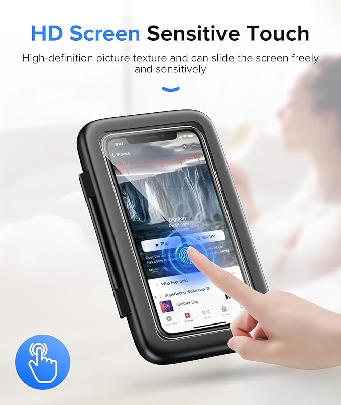 LC-dolida Shower Phone Holder Waterproof 480 Rotation Phone Stand Case Mount for Bathroom Batheub Kitchen Wall Mirro Compatible with iPhone 17 16 15 14 13 Plus Pro Max XS XR up to 6.8" Cell Phone