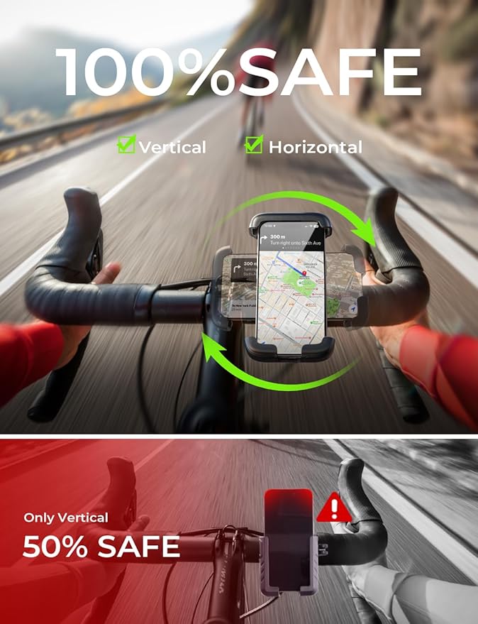 LISEN Bicycle Phone Mount [Super Easy Install] Cell Phone Holder for Bicycle Handlebar fit Adults Kids, [Ultra Stable] Ebike Bike Phone Holder Gear Accessories Compatible with iPhone Samsung Pixe Blue