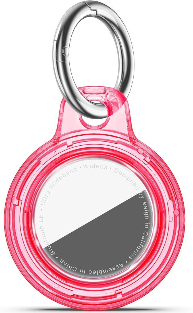 for Apple AirTag 2nd & 1st Gen, Waterproof Case for AirTag Holder Keychain,GPS Tracker Cover for Dog,Car Key,Luggage-E46-Clear Red