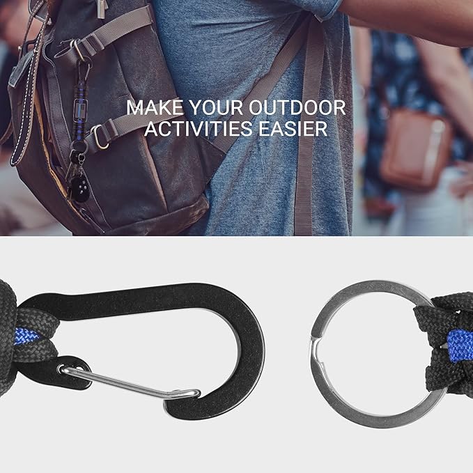 Short Thin Blue Line Paracord Keychain Neck Lanyard for Keys with Cool USA Flag Men Women