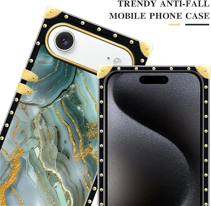 for iPhone 17 Air Case Luxury Golden Decoration for Girl Women Soft TPU Shockproof Protective Hard PC Back for iPhone 17 Air Crazy Pattern Golden Texture Marble Veining