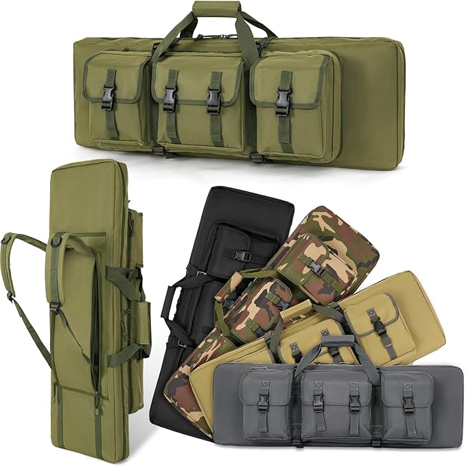 DULCE DOM 32/36/42/48/52 inch Double Rifle Case Soft Gun Bag for Rifles Pistols Storage & Transportation, All Around Shooting Range Tactical Backpack for Hunters Shooters, Gift for Boyfriend, Husband