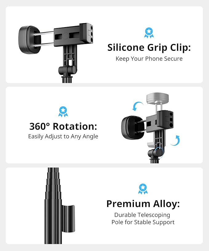 Fuloview 72'' Selfie Stick Tripod,Tripod for iPhone Wireless Remote for Selfies,Group Photograph,Video Recording. Phone Stand Compatible with iPhone Android Phone,Camera