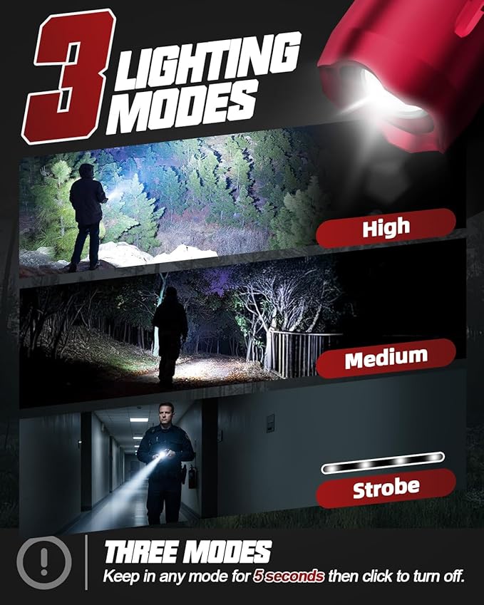 Victoper Red Rechargeabe Flashlight 2 Pack, High Lumens 5 Modes LED Bright Tactical Flashlights, Waterproof Zoomable Flash Light for Outdoor, Gifts for Camping Essentials Gear