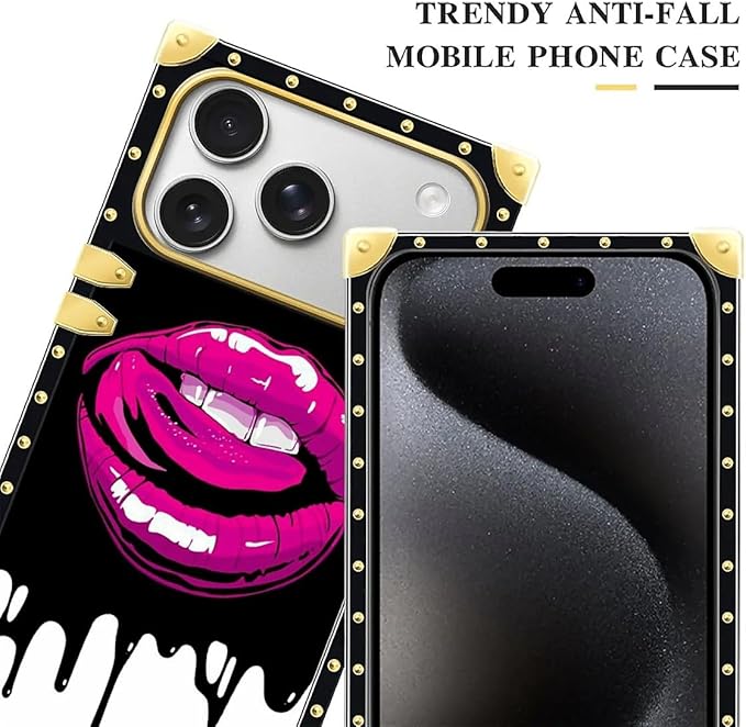 for iPhone 17 Pro Max Case Luxury Golden Decoration for Girl Women Soft TPU Shockproof Protective Hard PC Back for iPhone 17 Pro Max Crazy Pattern Black White Red Slap Sexy