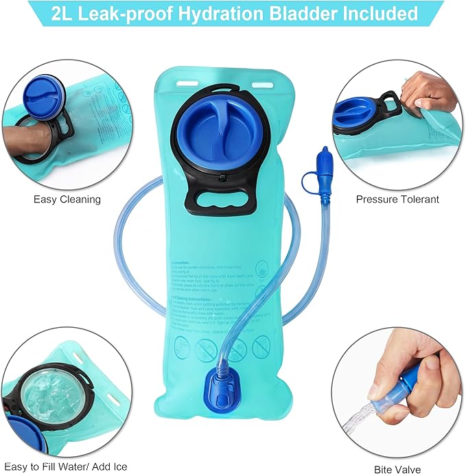 MIYCOO Hydration Backpack - Lightweight Water Backpack with 2L Water Bladder Bag, Running Hydration Vest Backpack for Men Women, Hydration Pack for Hiking, Cycling, Climbing