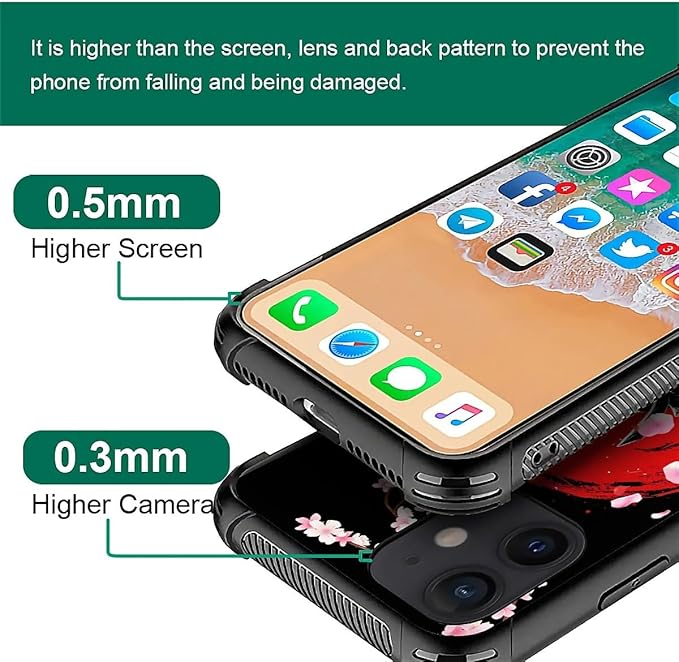for iPhone 11 Case, Sakura Japanese Samurai Pattern Graphic Design Girl Boy Soft Silicone Hard Acrylic Shock Protection for iPhone 11