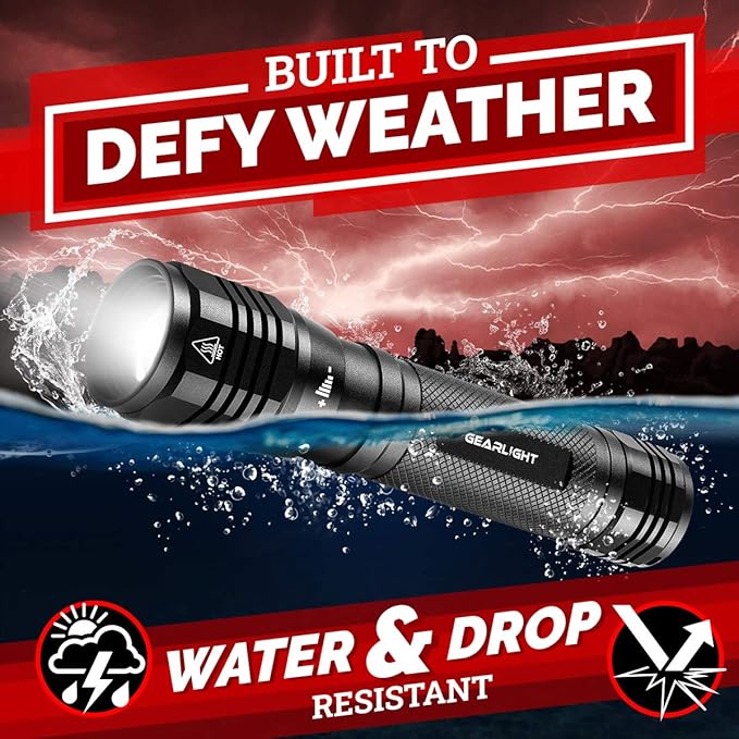 LED Flashlight High Lumens, Tactical Flashlight Battery Powered (Batteries Not Included), Bright Handheld Flashlight for Camping, Hunting, Home, Security, Hiking, Walking at Night & Emergency Use