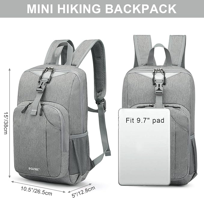 G4Free Mini 10L Hiking Daypack Small Hiking Backpack Cycling Compact Shoulder Backpack Outdoor for Men Women(Light Grey)