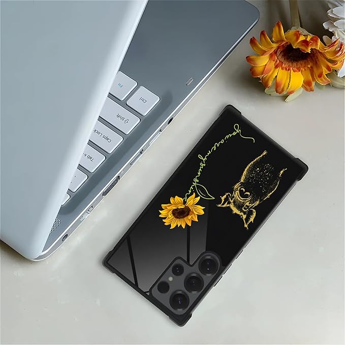 for Samsung Galaxy S25 Ultra Case,Graphic Design for Girl Boy Soft Silicone Hard Acrylic Shock Protection Designed for Samsung Galaxy S25 Ultra Pig Sunflower Yellow Sunshine Pattern