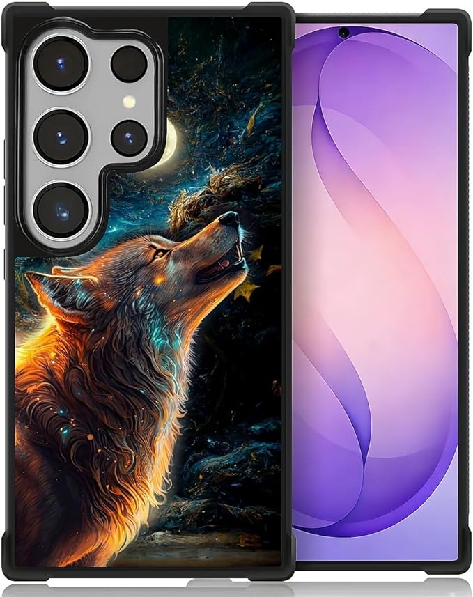 for Samsung Galaxy S26 Ultra Case,Graphic Design for Girl Boy Soft Silicone Hard Acrylic Shock Protection Designed for Samsung Galaxy S26 Ultra Star Cave Hungry Wolf Pattern