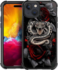 for iPhone 15 Case, Entwined Rose Snake Pattern Graphic Design Girl Boy Soft Silicone Hard Acrylic Shock Protection for iPhone 15
