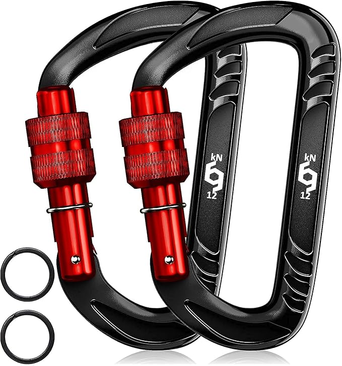 Rhino Produxs 12kN (2697 lbs) Heavy Duty Carabiner Clips, for Securing Pets, Outdoor, Camping, Hiking, Hammock, Dog Leash Harness, Keychains