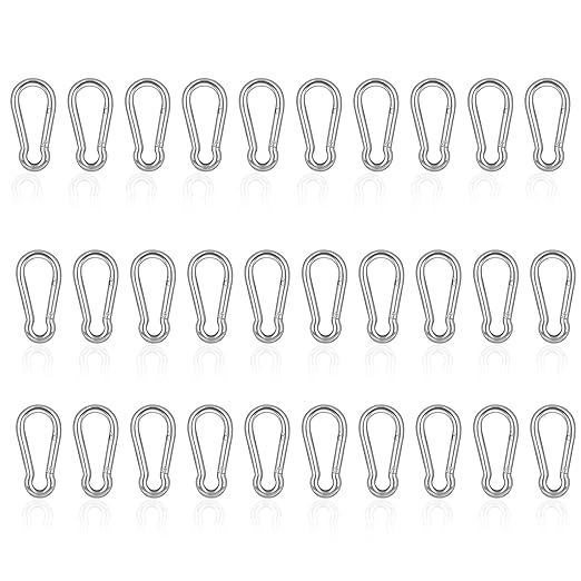 30PCS M4 Heavy Duty Carabiner Clip, 1.57Inch Snap Hook Quick Link Small Carabiner Clips,Spring Link Buckle for Fishing Camping Hammock Dog Leashes-110LBS Holding Capacity (Silver)