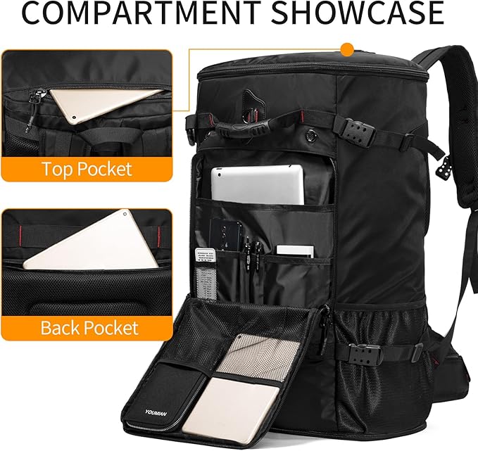 YOUMIAN Large Capacity Backpack For Travel Hiking Sports (BLack 1056X, Extra Large)