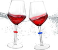 Floating Wine Glasses for Pool with Charms Tags, Shatterproof Poolside Wine Glasses, Floating Cup With Stem, Drinking Glasses for Pool, Unbreakable Wine Cup & BPA-free (16 Oz, Set of 2)