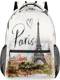 Backpacks France Paris Eiffel Tower House School Bag Student Bookbag Adjustable Shoulder Bags Laptop Rucksack Travel Hiking Camping Daypack for Teens Girls Boys Women Men
