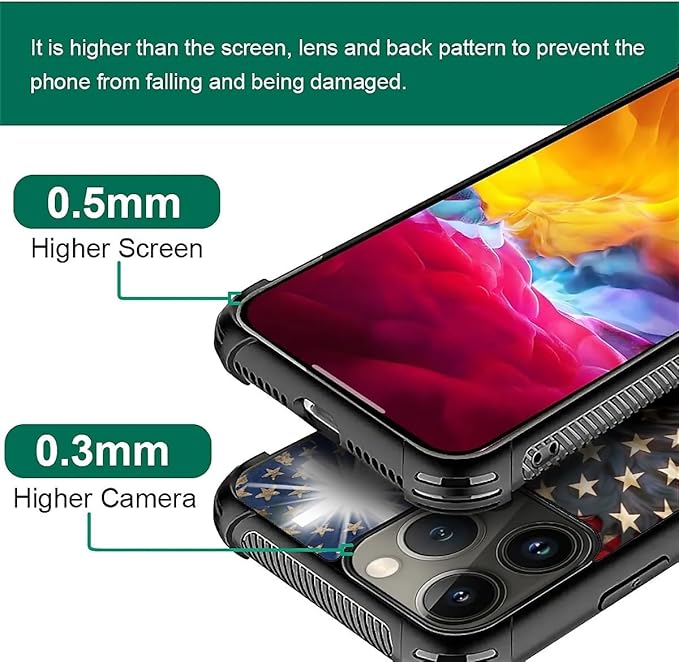 for iPhone 16 Pro Case, Red American Flag Horse Cross Pattern Graphic Design Girl Boy Soft Silicone Hard Acrylic Shock Protection for iPhone 16 Pro