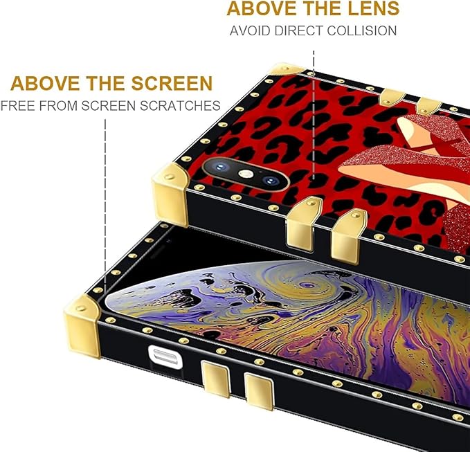 Compatible with iPhone XR Case, Elegant High Heels Luxury Golden Decoration for Girl Women Soft TPU Shockproof Protective Hard PC Back for iPhone XR
